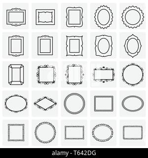 Frames icons set on squares background for graphic and web design. Simple vector sign. Internet concept symbol for website button or mobile app. Stock Vector