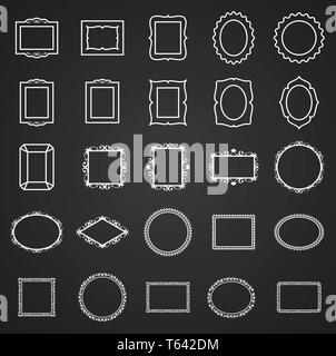 Frames icons set on black background for graphic and web design. Simple vector sign. Internet concept symbol for website button or mobile app. Stock Vector