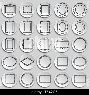 Frames icons set on plates background for graphic and web design. Simple vector sign. Internet concept symbol for website button or mobile app. Stock Vector