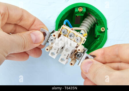European standard double push button light switch for wall mount. Stock Photo