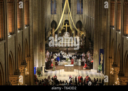 Confirmations in Notre Dame cathedral. Paris. Stock Photo