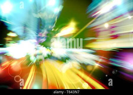Abstract image of light trails with bokeh circle Stock Photo