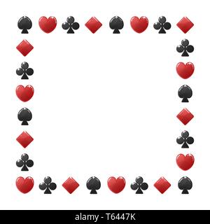 Suit card frame. Vector illustration. Games of chance. Square shape Stock Vector
