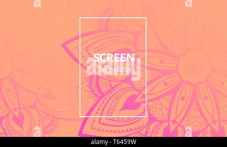 Computer screen design template with sofisticated mandala. Ethnic Mandala ornament. Stock Vector