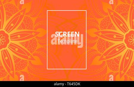 Computer screen design template with sofisticated mandala. Ethnic Mandala ornament. Stock Vector