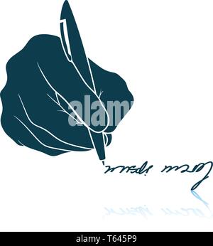 Signing hand icon. Shadow reflection design. Vector illustration. Stock Vector