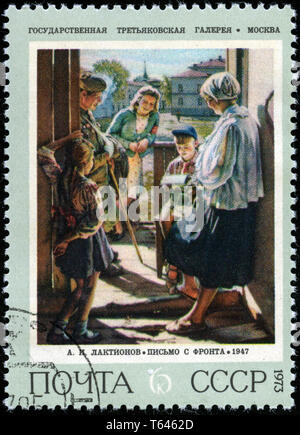 Postage stamp from the Soviet Union in the Soviet Paintings series issued in 1973 Stock Photo