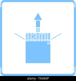 Product Release Icon. Blue Frame Design. Vector Illustration. Stock Vector