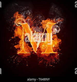 Fire Swirl Letter M Stock Photo