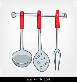 Cartoon Home Kitchen Spoon Set Stock Photo