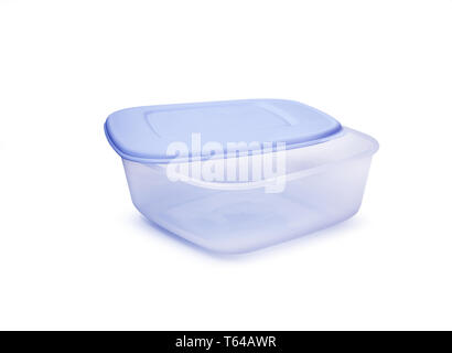 Plastic food storage containers on a white background. With clipping path. Stock Photo