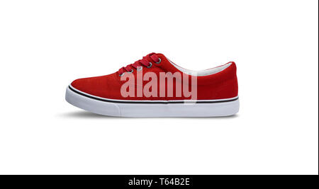 Red canvas shoes isolated on white background with clipping path Stock ...
