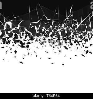 Abstract cloud of pieces and fragments after explosion. Shatter and destruction effect. Vector illustration Stock Vector