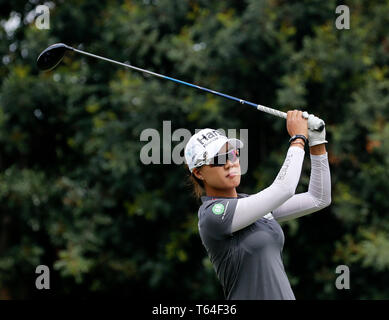 Los Angeles, USA. 28th Apr, 2019. Minjee Lee of Australia competes during the final round of the LA Open LPGA golf tournament in Los Angeles, the United States, on April 28, 2019. Lee won the title of the tournament. Credit: Zhao Hanrong/Xinhua/Alamy Live News Stock Photo