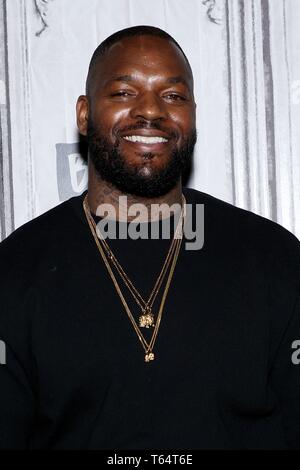 New York, NY, USA. 29th Apr, 2019. Martellus Bennett inside for AOL Build Series Celebrity Candids - MON, AOL Build Series, New York, NY April 29, 2019. Credit: Steve Mack/Everett Collection/Alamy Live News Stock Photo