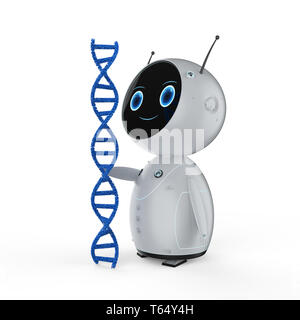 Genetic engineeering concept with 3d rendering robotic hand editing dna ...