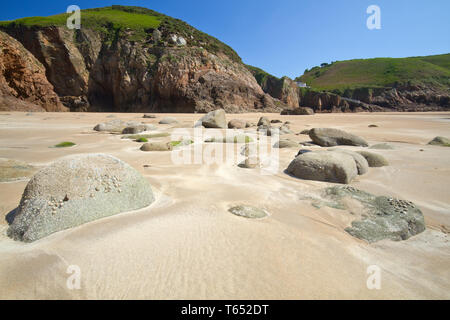 Beautiful Beach on Jersey Island, Channel Islands, Europe Stock Photo
