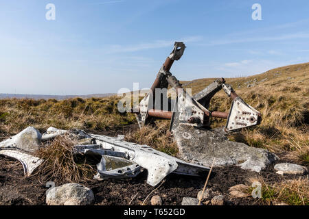 The Wreckage of a Stirling Mk III LK488 Aircraft Which Crashed on Mickle Fell in County Durham (Was Yorkshire) During the 2nd World War on 19th Octobe Stock Photo