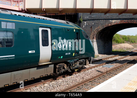 GWR class 800 IET train at Honeybourne railway station, Worcestershire, England, UK Stock Photo