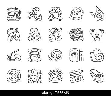 icon about sewing toys and needlework isolated on white Stock Vector