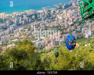 HARISSA, LEBANON - NOVEMBER 5, 2017:  City view from the top of the Cable Car in Jounieh. Stock Photo