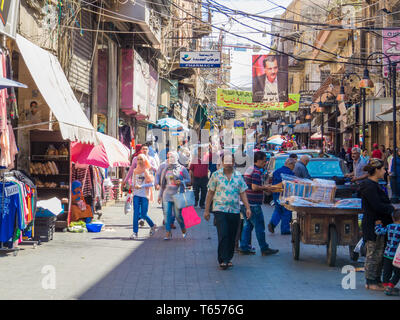 SIDON, LEBANON - MAY 21, 2017: Crowded street in the city center. Stock Photo