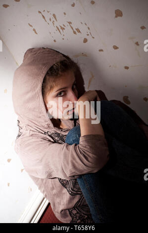 teenage problems. Loneliness, violence, depression Stock Photo