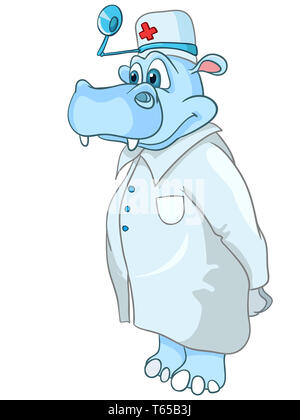 Cartoon Character Hippopotamus Doctor Stock Photo