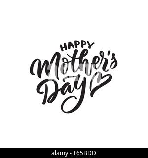 Happy Mother s day text modern calligraphy. Graphic print hand writing, lettering, typography. Vector phrase in one color on Mother Day. For greeting Stock Vector