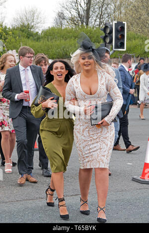 Young ladies all dressed up for a day out at the 2019 Aintree