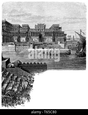 Chapter Vignette: Assyrian Royal Palace,   1881 Stock Photo