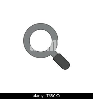 Flat design style vector illustration of magnifying glass or magnifier symbol icon on white background. Colored outlines. Stock Vector