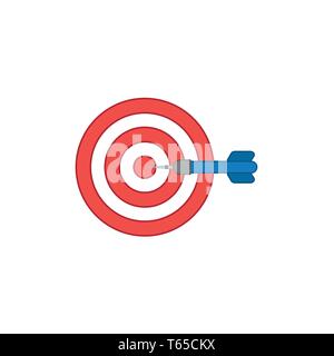 Flat design style vector illustration concept of bullseye with dart icon in the center on white background. Stock Vector