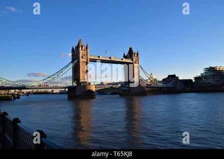 Tower Bridge London with clear blue sky