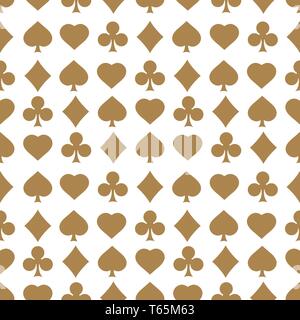 Seamless pattern with card suits. Endless background of hearts, diamonds, clubs, spades for design. Can be used for textiles, interior design, website Stock Vector