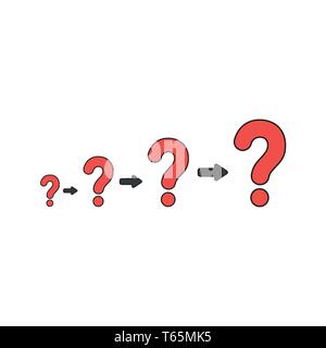 Vector illustration concept of growing problems with red question marks. Black outlines and colored. Stock Vector