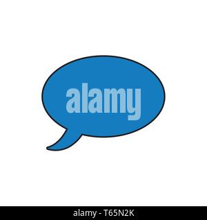 Vector icon of blue speech bubble. Black outlines and colored. Stock Vector