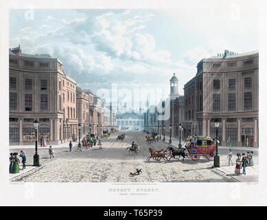 Regent Street from Piccadilly. London, England. After an engraving