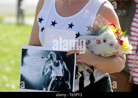 The funeral of The Prodigy vocalist Keith Flint at St. Mary’s Church in Bocking, Essex  Featuring: atmosphere Where: Bocking, Essex, United Kingdom When: 29 Mar 2019 Credit: John Rainford/WENN Stock Photo