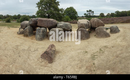 Panoramic overview of Dolmen D54 in the vicinity of Havelte Stock Photo