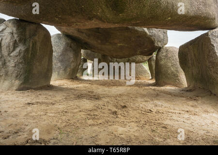 Inner view of Dolmen D54 in the vicinity of Havelte Stock Photo