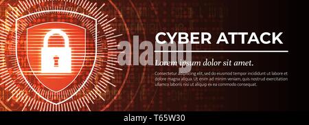 Cyber Attack. The Red Modern Digital Background. Vector. Stock Vector