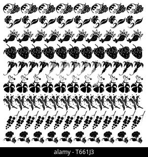 big set of abstract floral elements and insects silhouettes on white Stock Vector