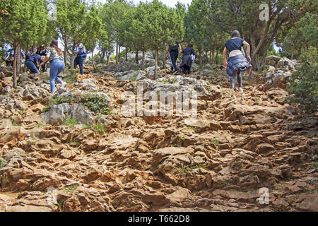 Apparition hill Podbrdo overlooking the village of Medjugorje in Bosnia and Herzegovina Stock Photo