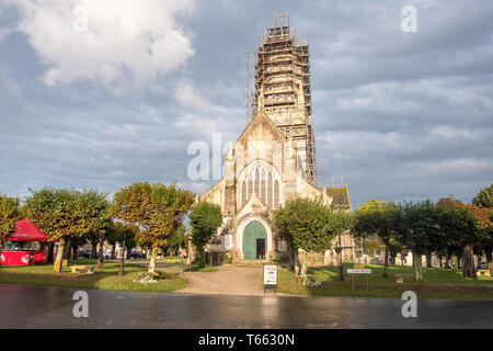 Sainte-Marie-du-Mont, France - August 16, 2018: The church of Notre-Dame of the Assumption in Sainte-Marie-du-Mont. Normandy, France Stock Photo