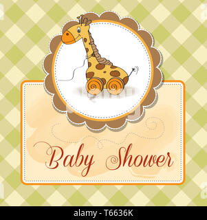 baby shower card with baby giraffe, vector illustration Stock Photo - Alamy