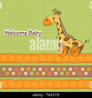 baby shower card with baby giraffe, vector illustration Stock Photo - Alamy