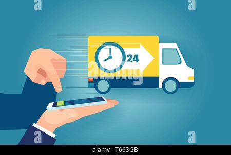 Vector concept delivery service via modern app technology Stock Vector