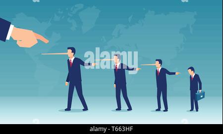 Vector of liar business people laying blame at someone. Concept of slander and irresponsibility Stock Vector