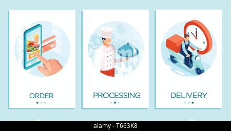 Online food delivery concept. Vector concept for mobile app templates Stock Vector
